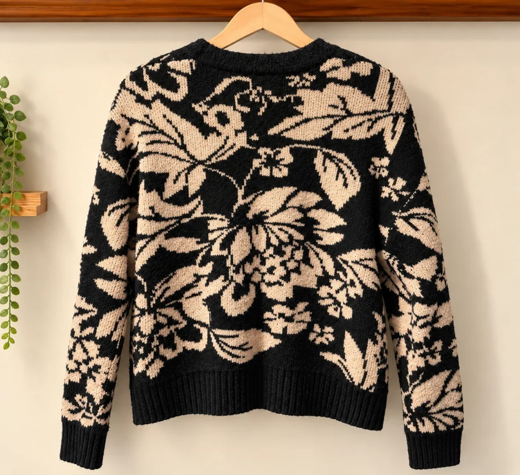 Image for Cardigan Gemma + Jane – floral noir et beige – M