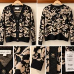 Thumbnail for Cardigan Gemma + Jane – floral noir et beige – M