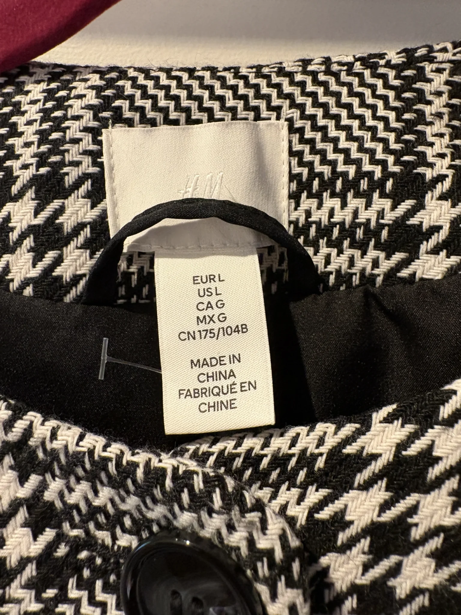 Image for Veste courte H&M à carreaux noir et blanc – L
