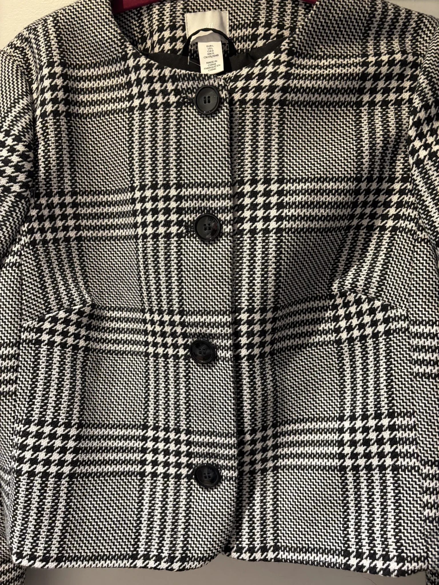 Image for Veste courte H&M à carreaux noir et blanc – L