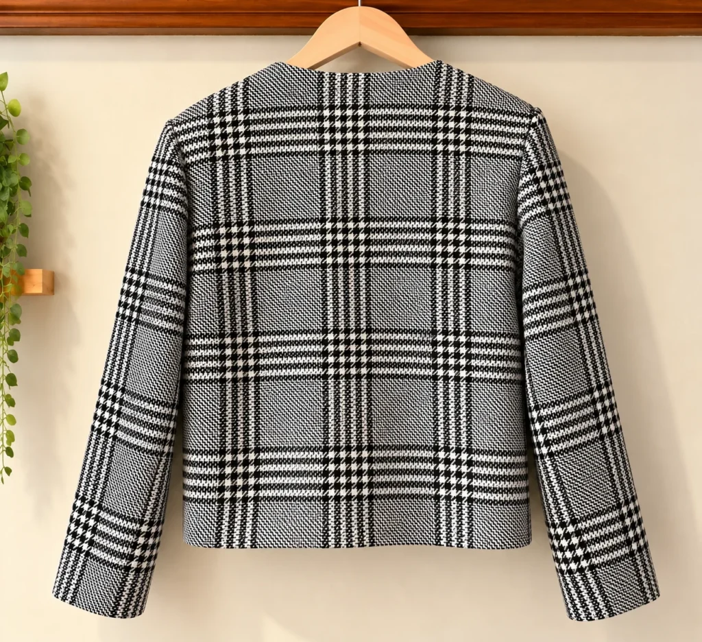 Image for Veste courte H&M à carreaux noir et blanc – L