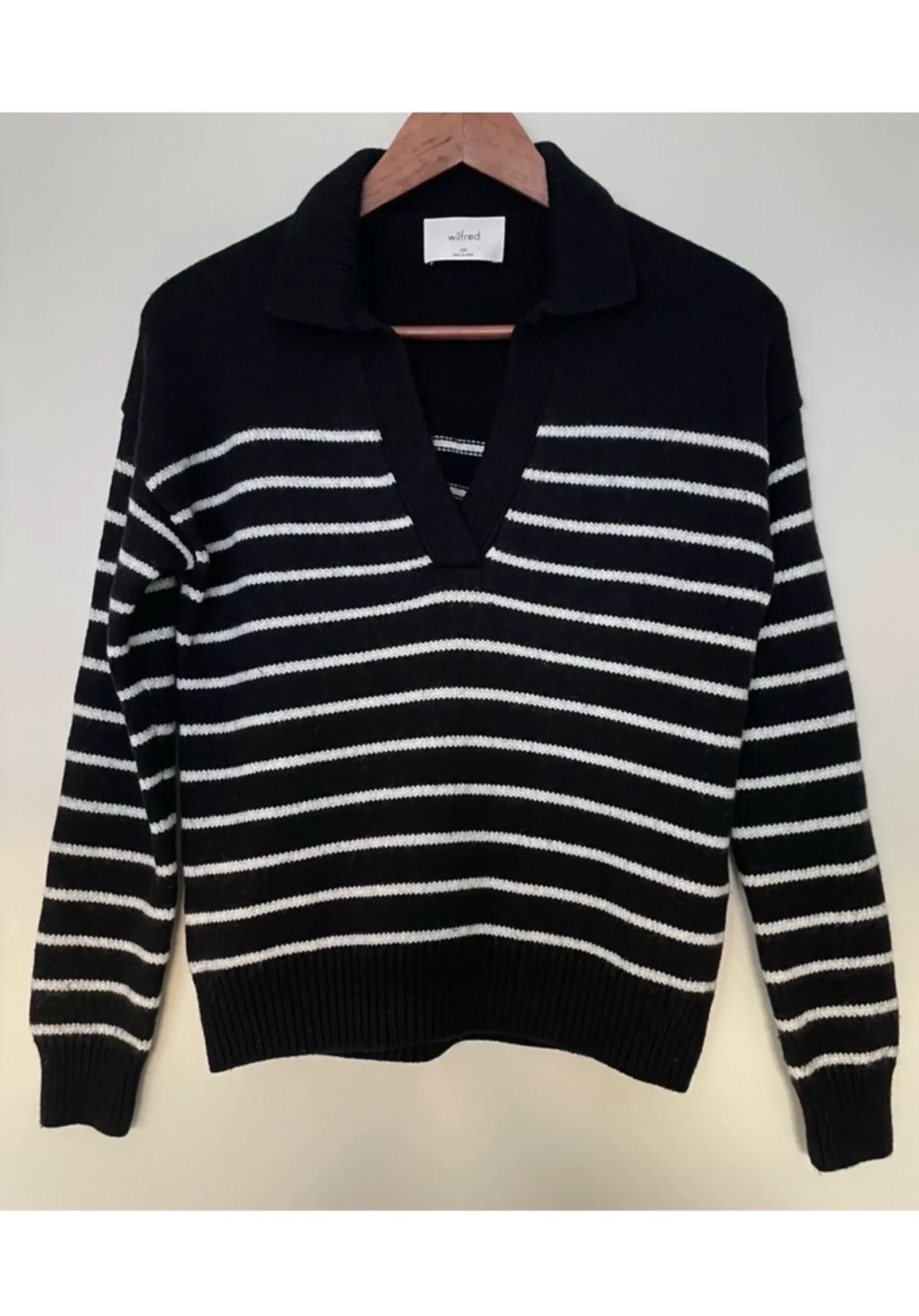 Image for Wilfred wool polo shirt (Aritzia) – XXS – Striped, oversized – As good as new