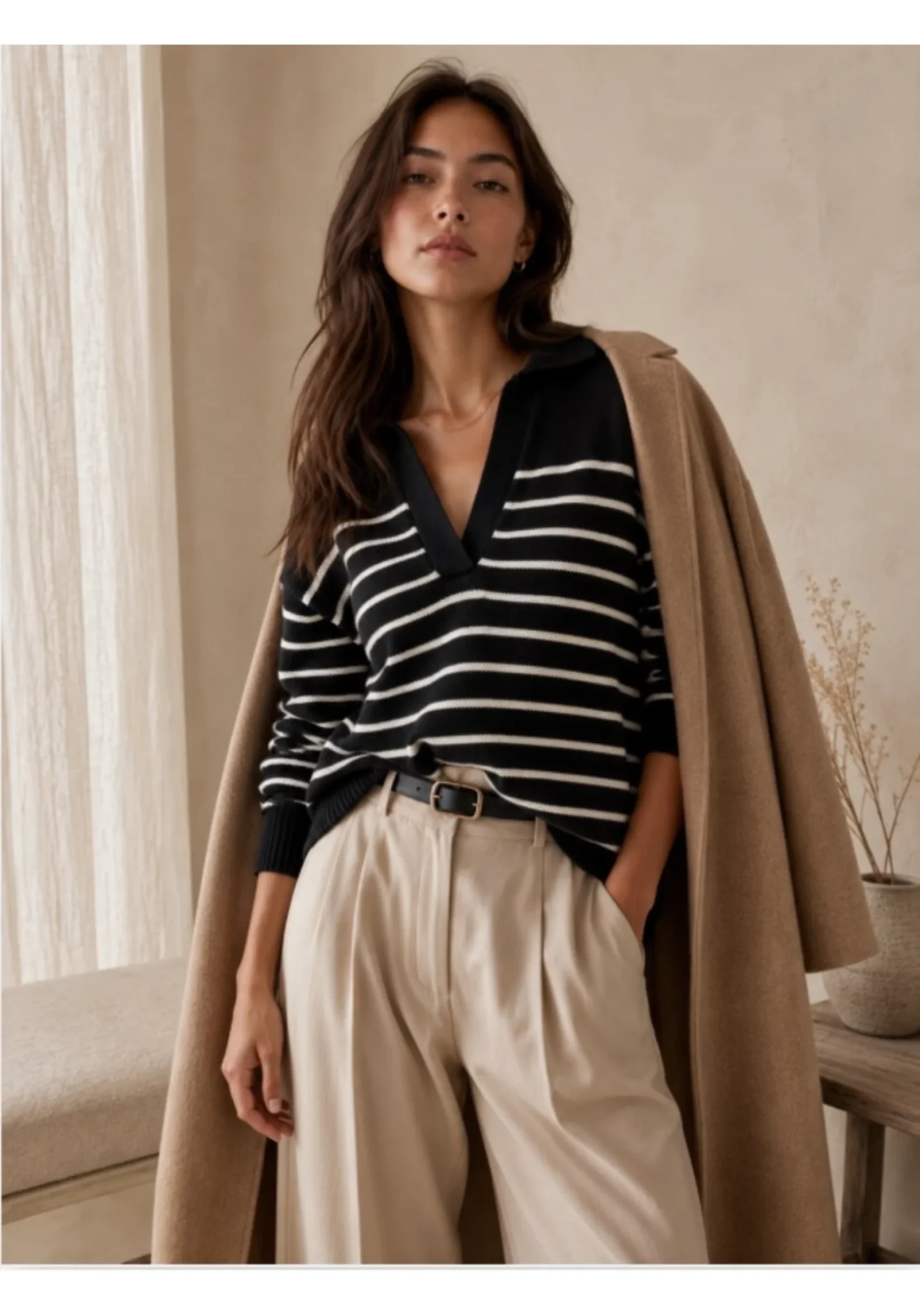 Image for Wilfred wool polo shirt (Aritzia) – XXS – Striped, oversized – As good as new