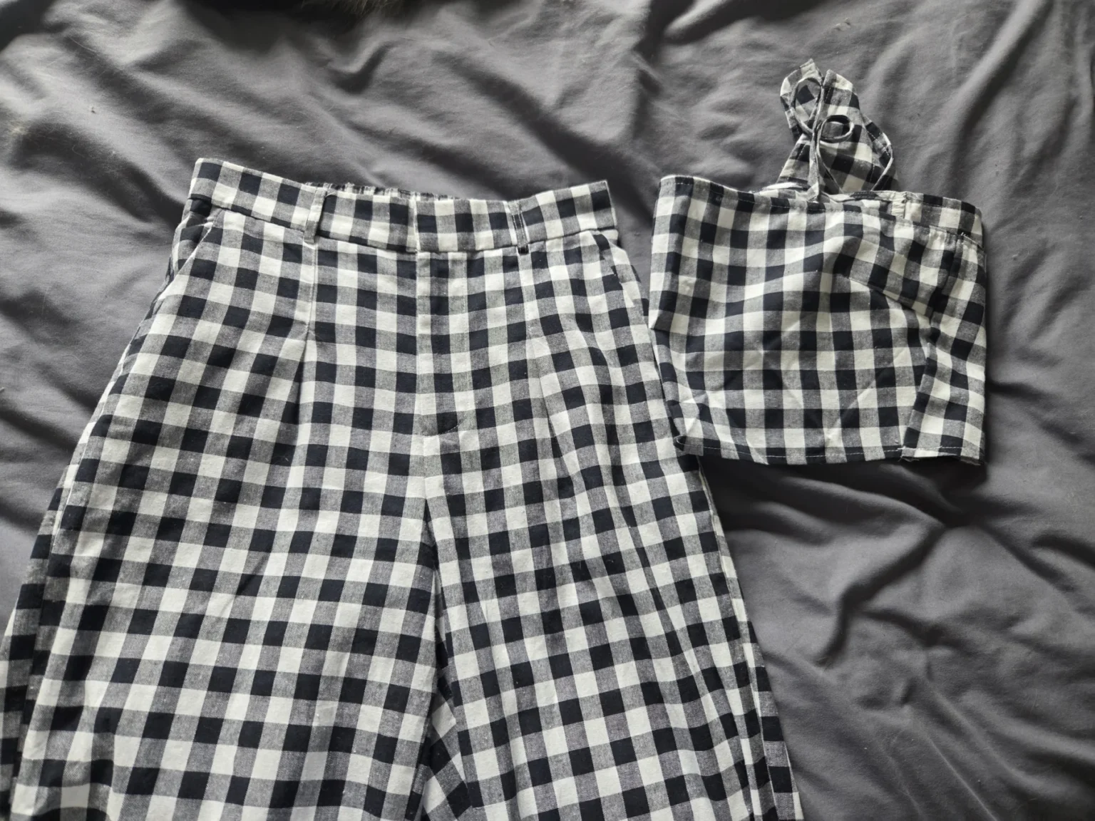 Featured image for Matching Vichy-print top and trousers set