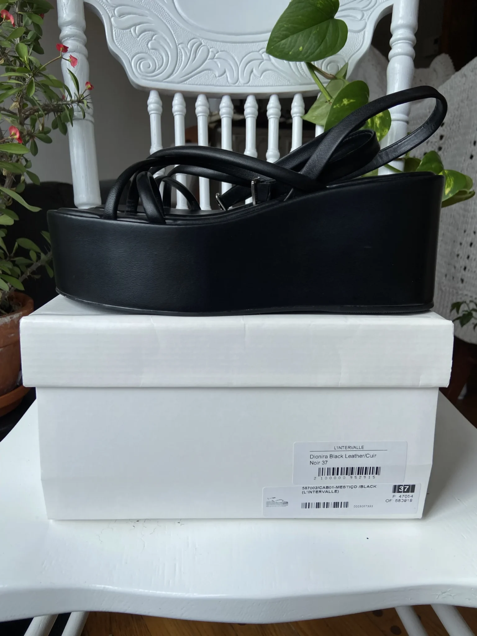 Image for L’Intervalle Dionira black leather platform sandals – size 37 – BRAND NEW with box