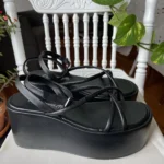 Thumbnail for L’Intervalle Dionira black leather platform sandals – size 37 – BRAND NEW with box