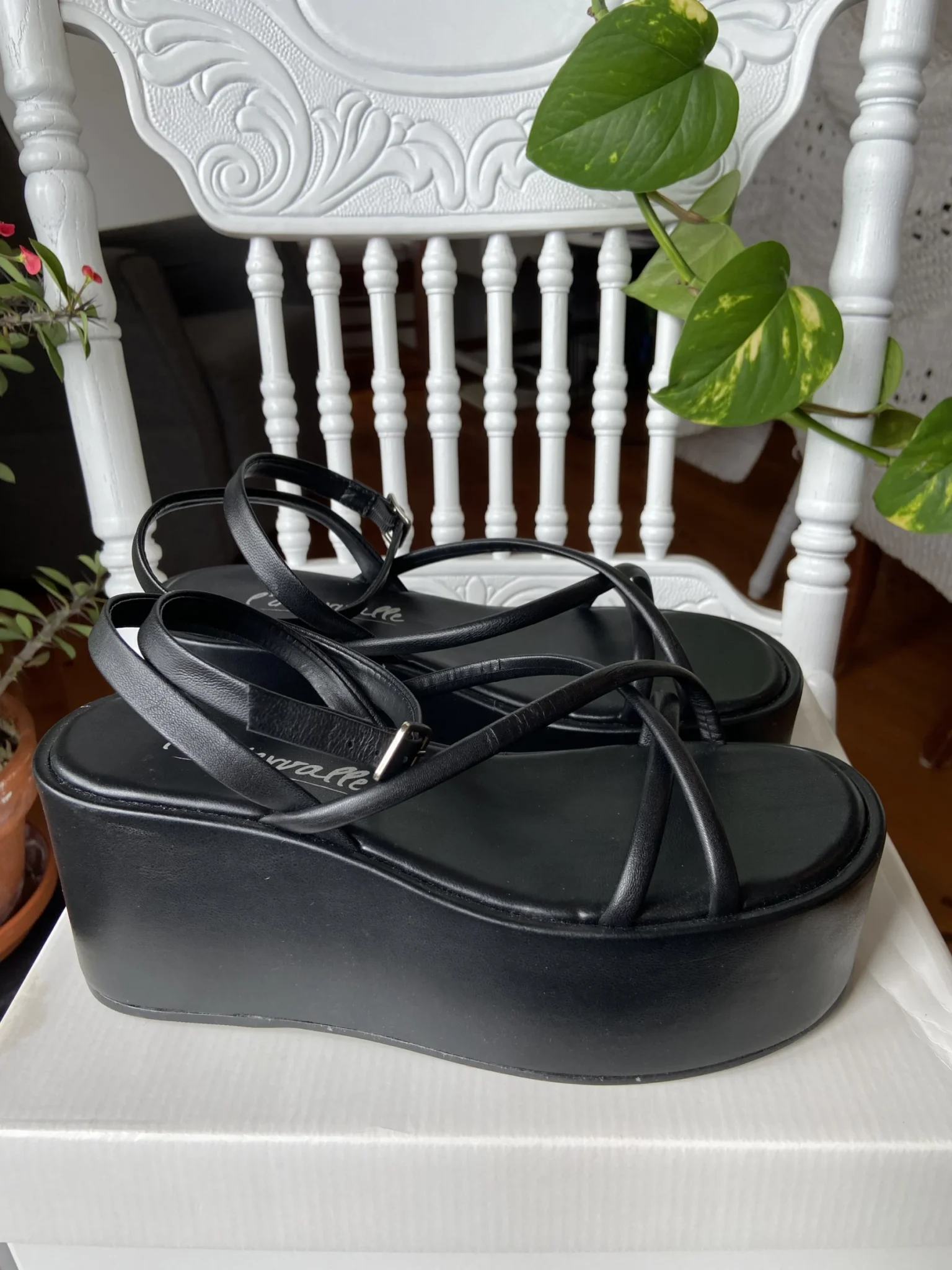 Image for L’Intervalle Dionira black leather platform sandals – size 37 – BRAND NEW with box