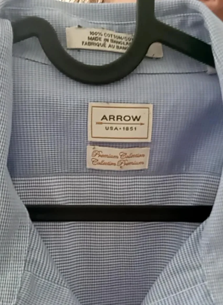 Image for Chemise Arrow bleu pâle à microcarreaux (TG)