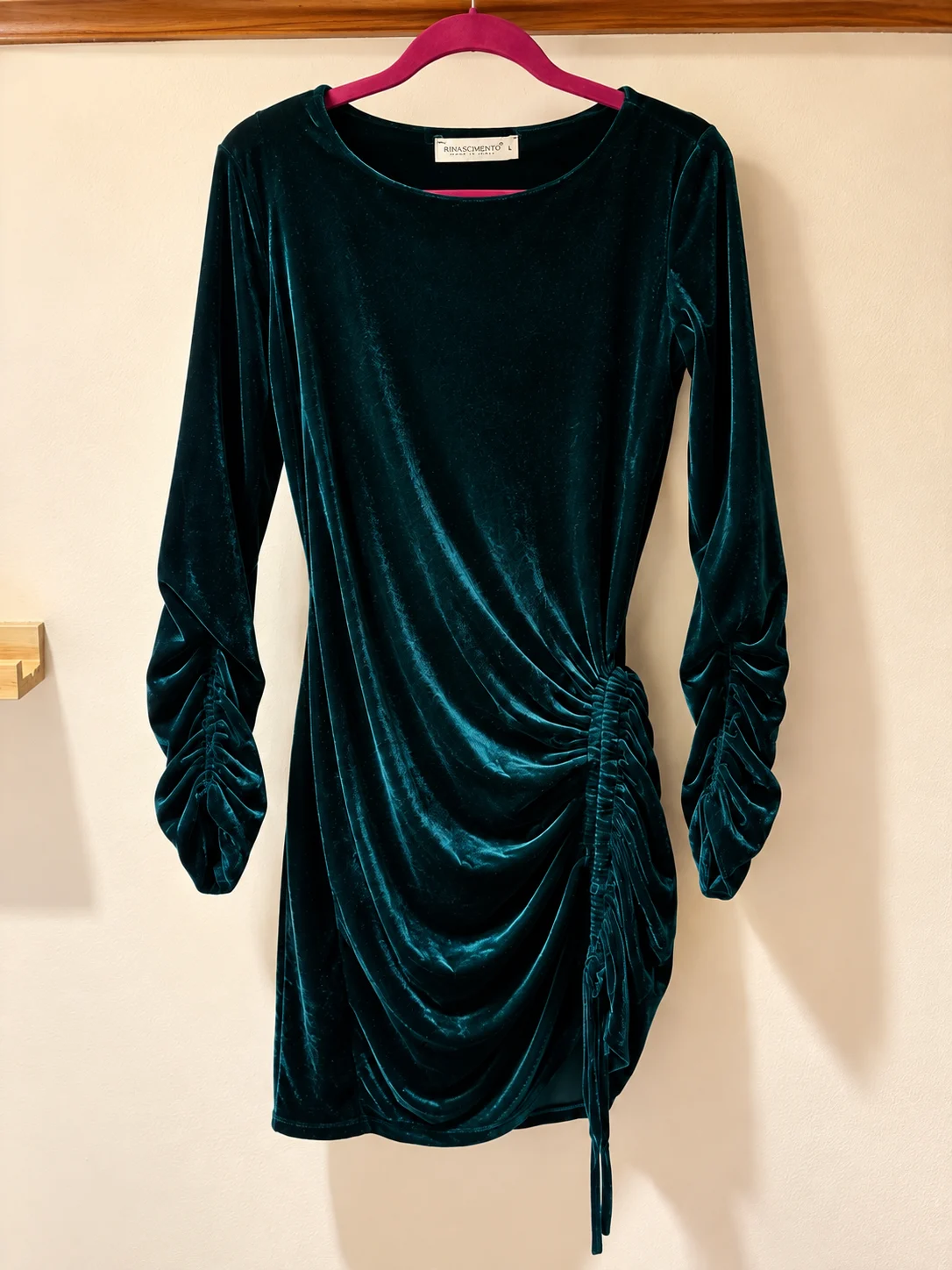 Rinascimento dress in petrol green velvet – Made in Italy – Size L *Other seconde main