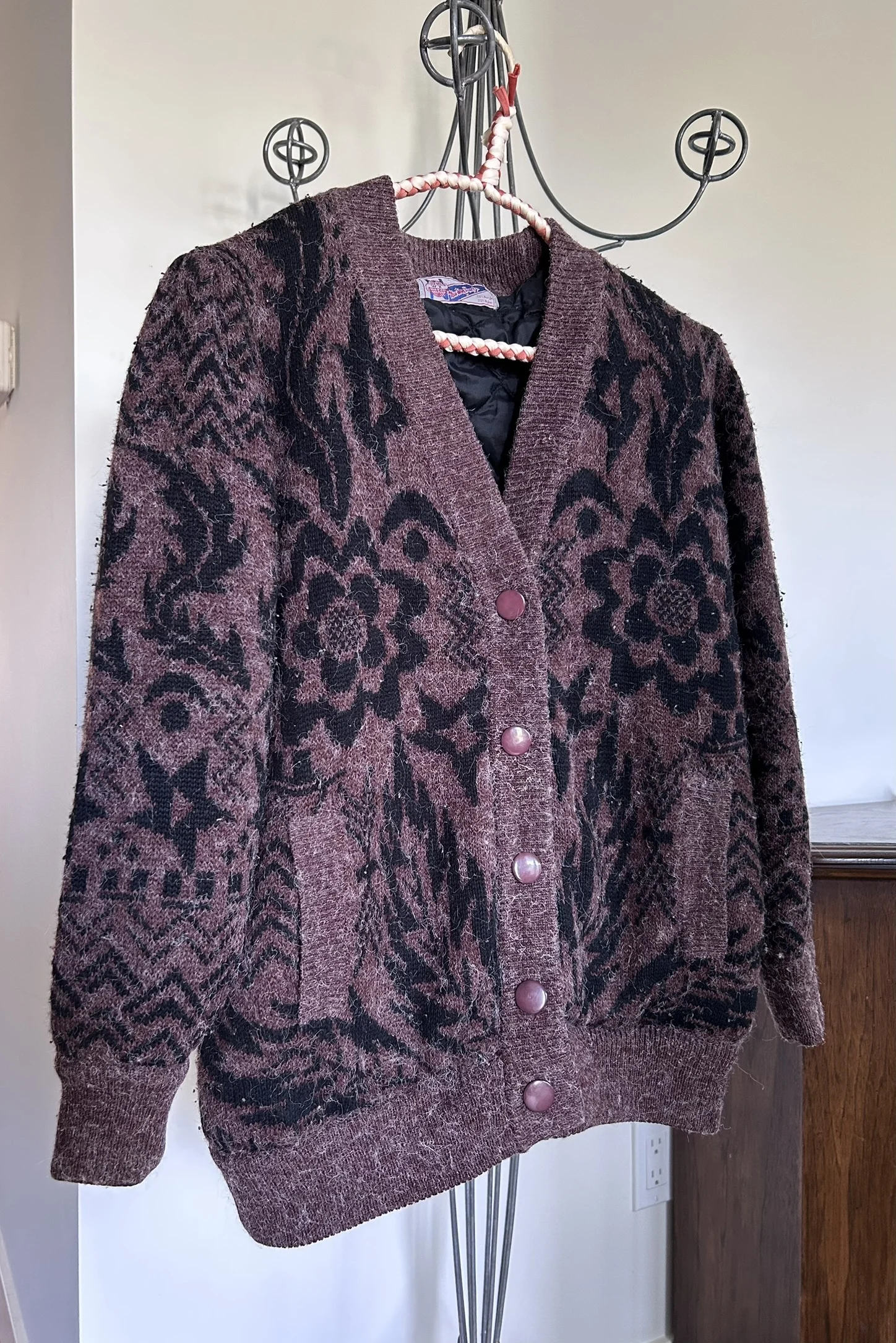 Vintage knit cardigan with quilted lining Vintage seconde main