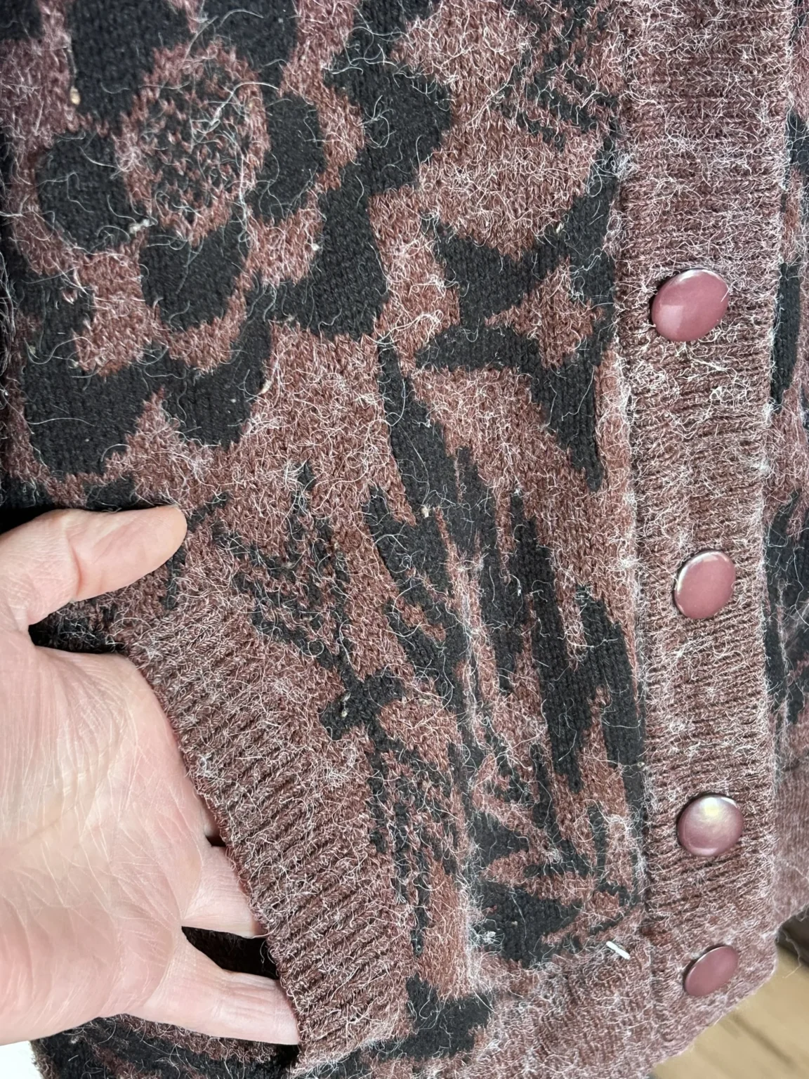 Image for Vintage knit cardigan with quilted lining