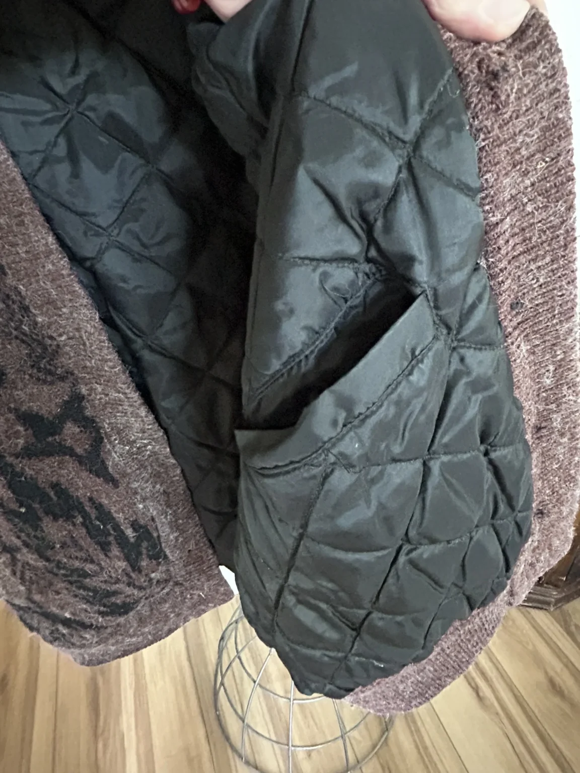 Image for Vintage knit cardigan with quilted lining