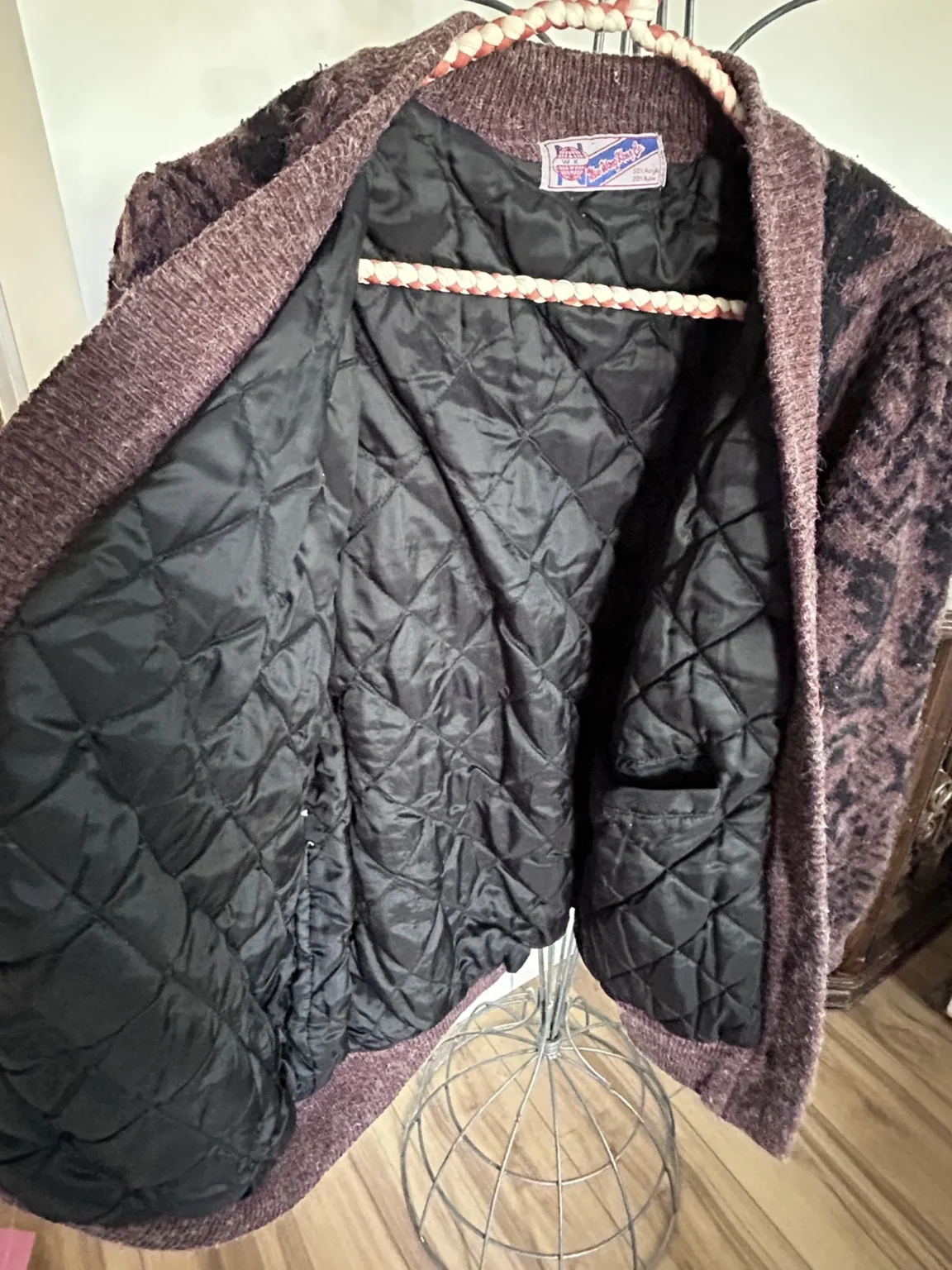 Image for Vintage knit cardigan with quilted lining