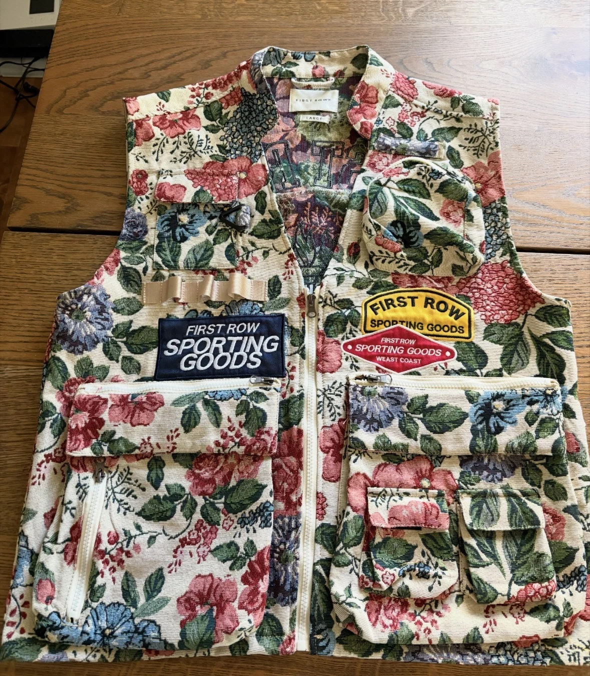 Floral, tapestry-style sleeveless utility jacket *Other seconde main