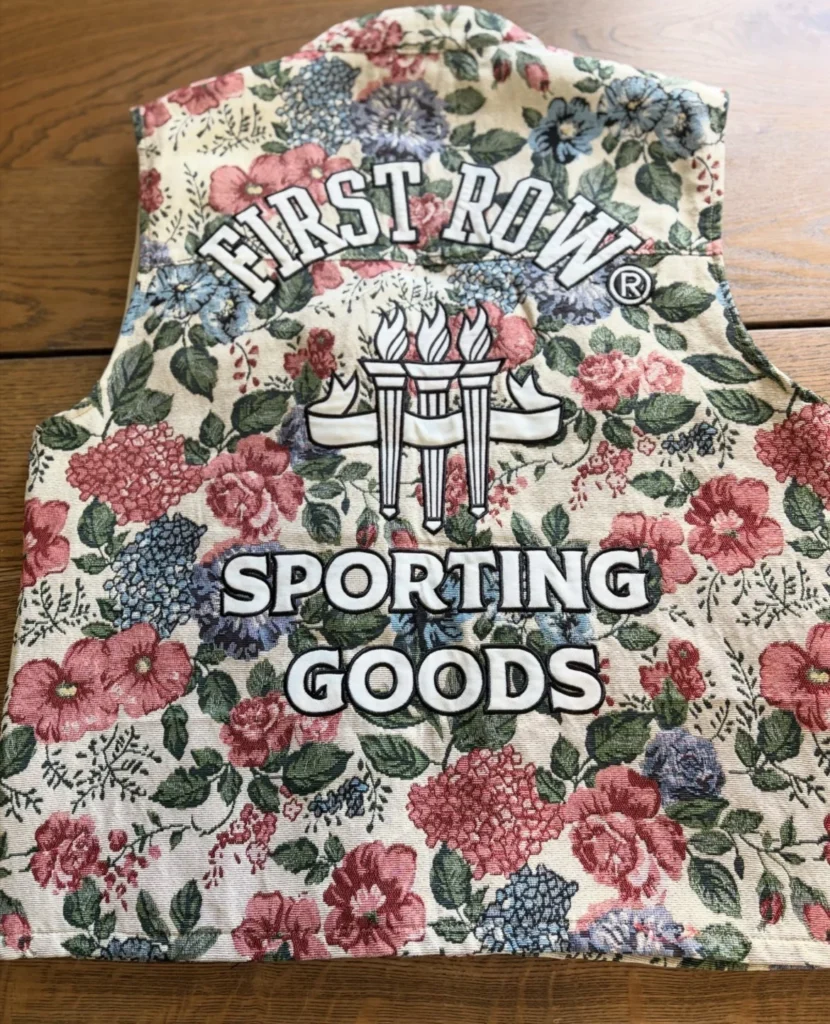 Image for Floral, tapestry-style sleeveless utility jacket