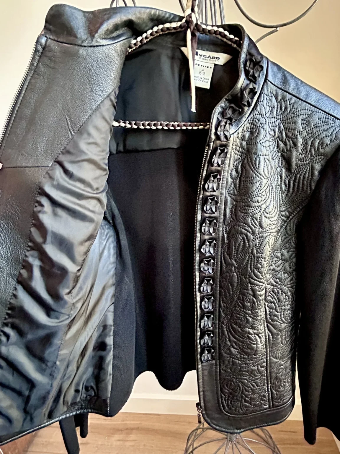 Image for Veste en cuir et maille Nygard - Petite taille