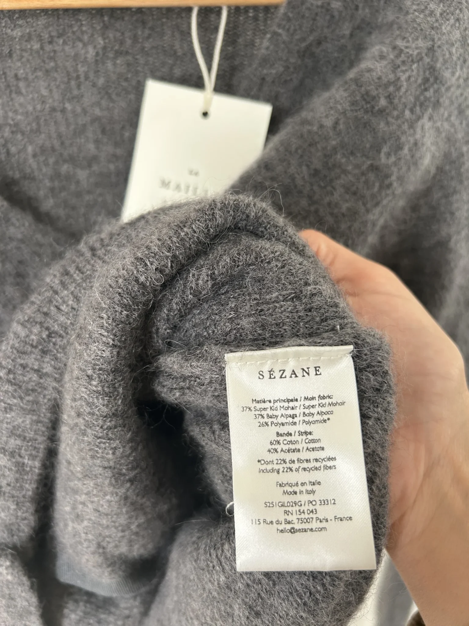 Image for Sézane – Barry Cardigan (XS) Charcoal grey