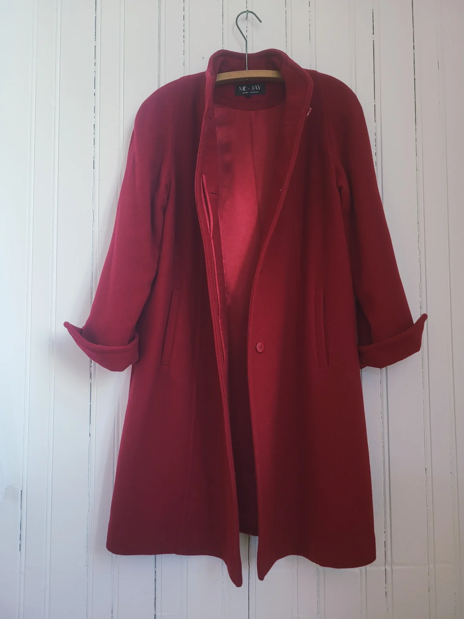 Image for Vintage 100% Wool Winter Coat Cherry Red Made in Canada