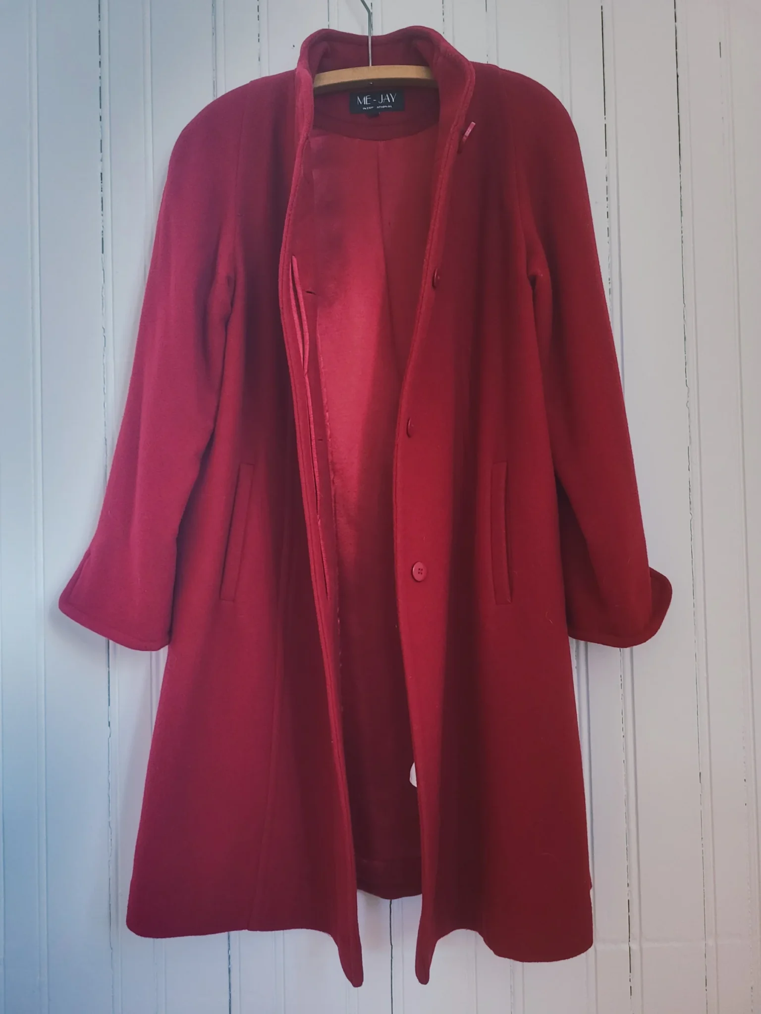 Image for Vintage 100% Wool Winter Coat Cherry Red Made in Canada