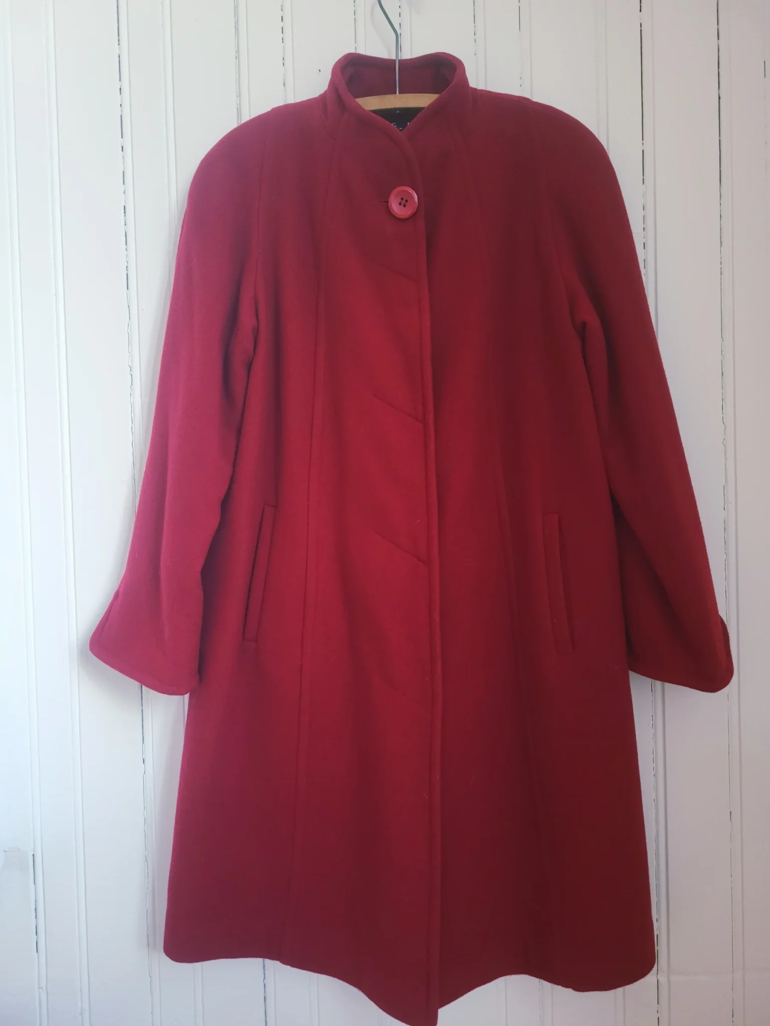 Image for Vintage 100% Wool Winter Coat Cherry Red Made in Canada