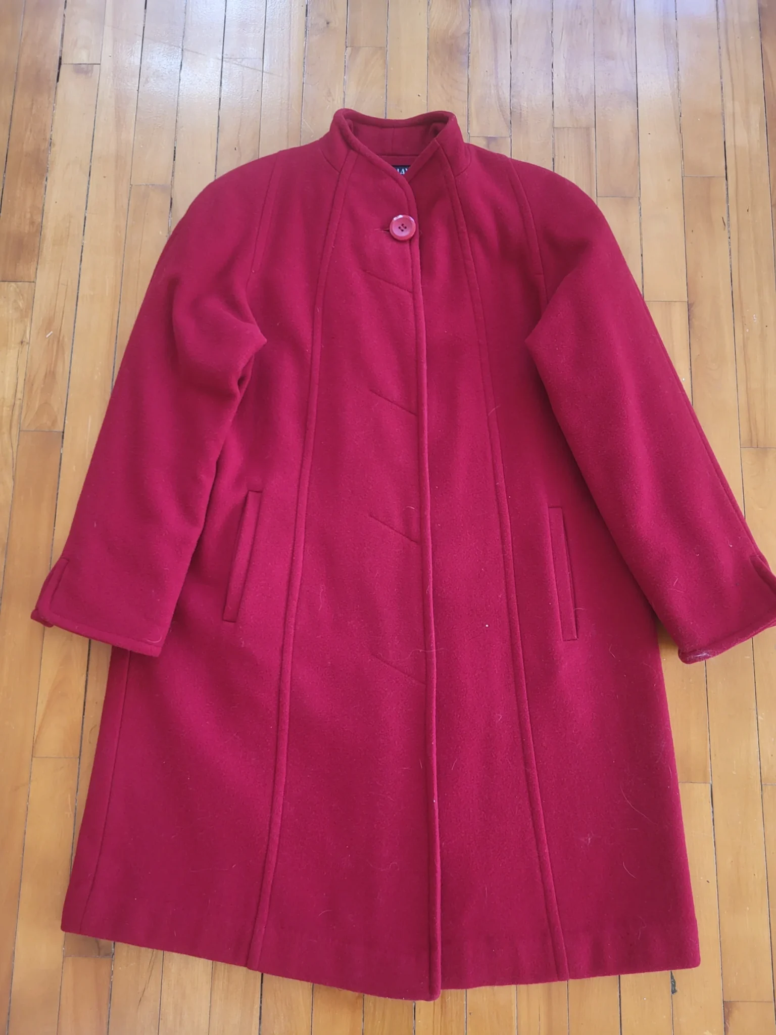 Image for Vintage 100% Wool Winter Coat Cherry Red Made in Canada