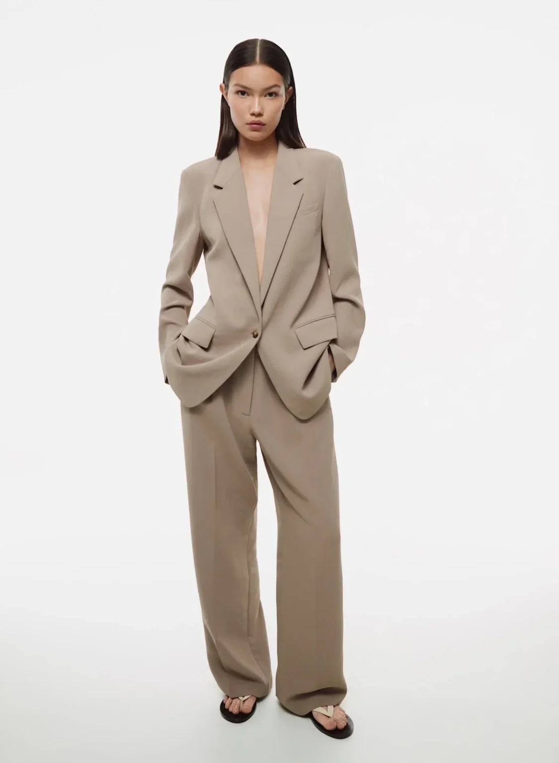 Image for Aritzia | Suit: Effortless Blazer + Trousers | Nomade Taupe ☕️ | BRAND NEW (you’re sure to love it!) 🍂