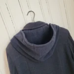 Thumbnail for Manteau Canadienne vintage à capuchon, bleu/gris, avec fermeture brandebourg style corne