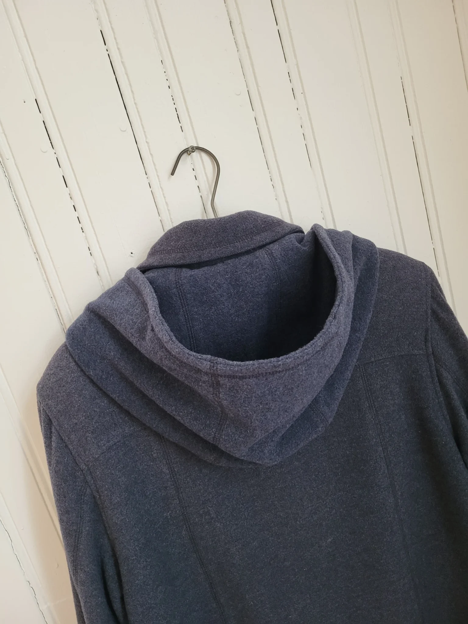 Image for Manteau Canadienne vintage à capuchon, bleu/gris, avec fermeture brandebourg style corne