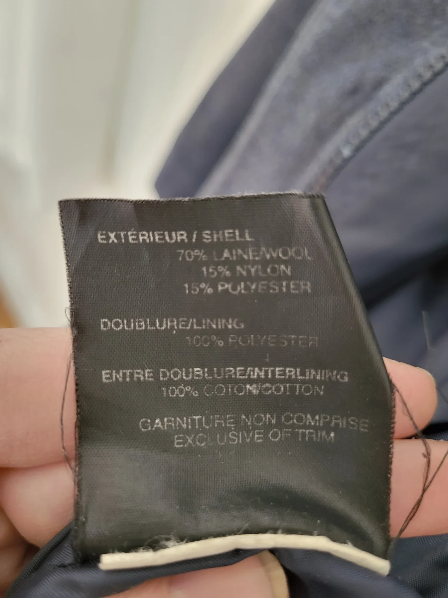 Image for Manteau Canadienne vintage à capuchon, bleu/gris, avec fermeture brandebourg style corne