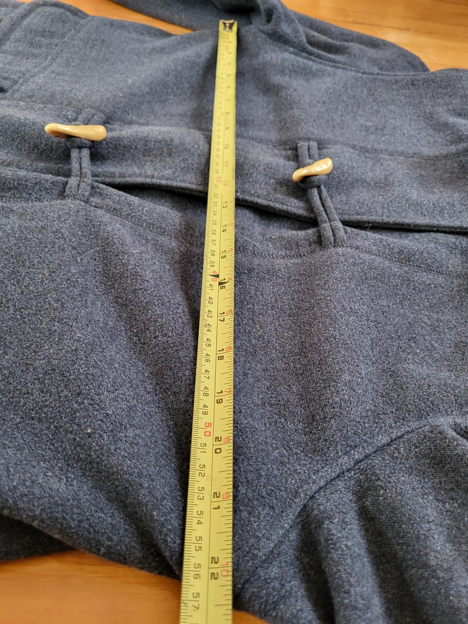 Image for Manteau Canadienne vintage à capuchon, bleu/gris, avec fermeture brandebourg style corne