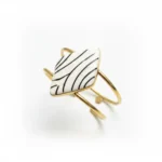 Thumbnail for Gold Bangle with White & Black Diamond-Shaped Cabochons