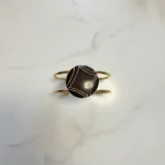 Thumbnail for Gold Bangle with Round Cabochon and Geometric Design