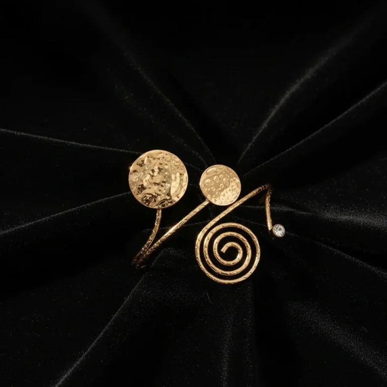Image for Gold Spiral & Hammered Discs Arm Bracelet
