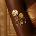 Thumbnail for Gold Spiral & Hammered Discs Arm Bracelet
