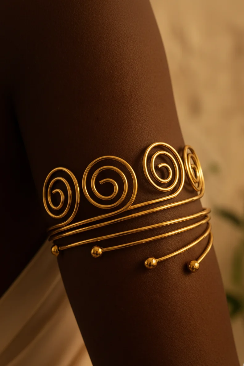 Gold Multi-Spiral & Pearl Armband *Other seconde main