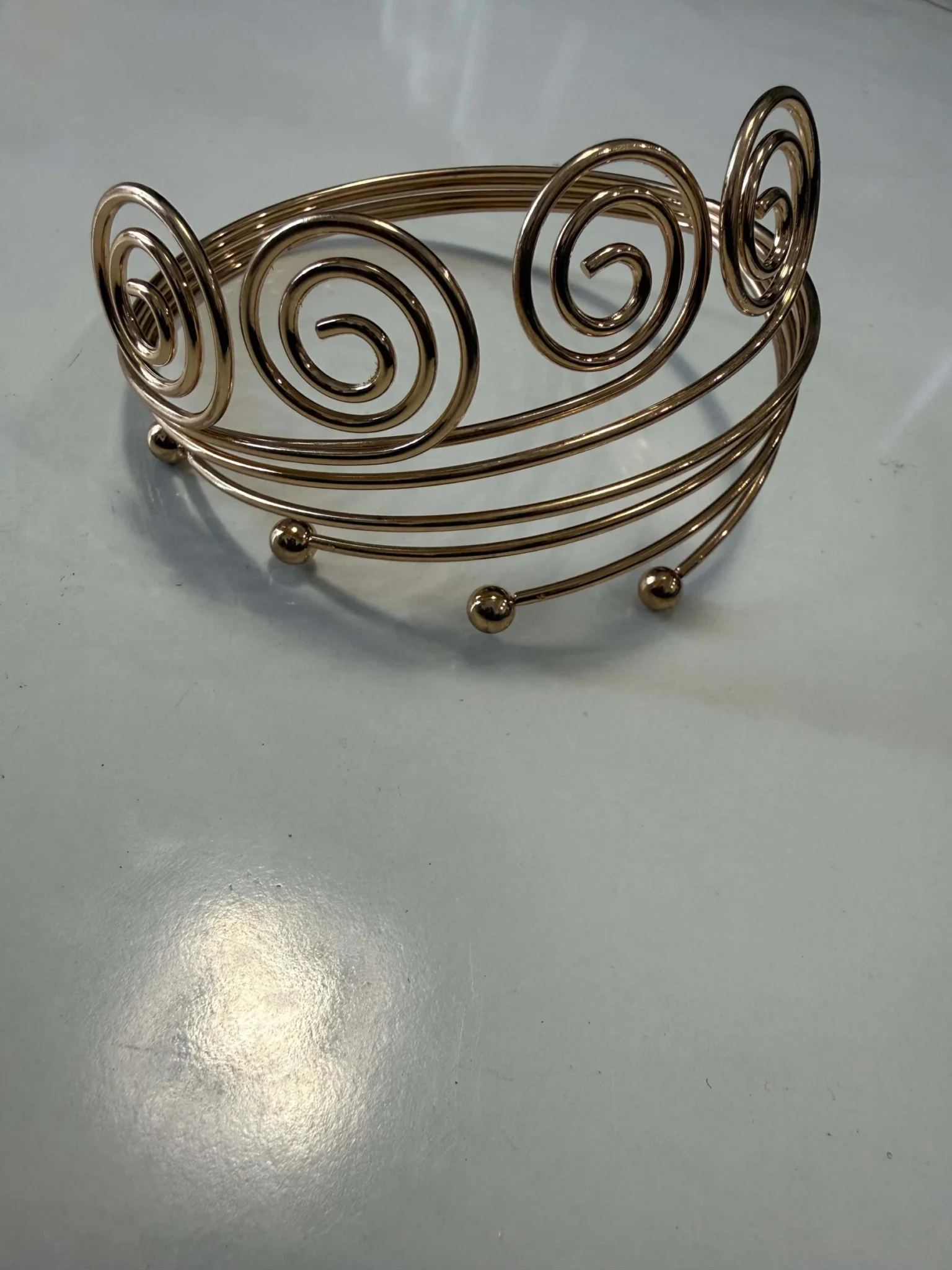 Image for Gold Multi-Spiral & Pearl Armband
