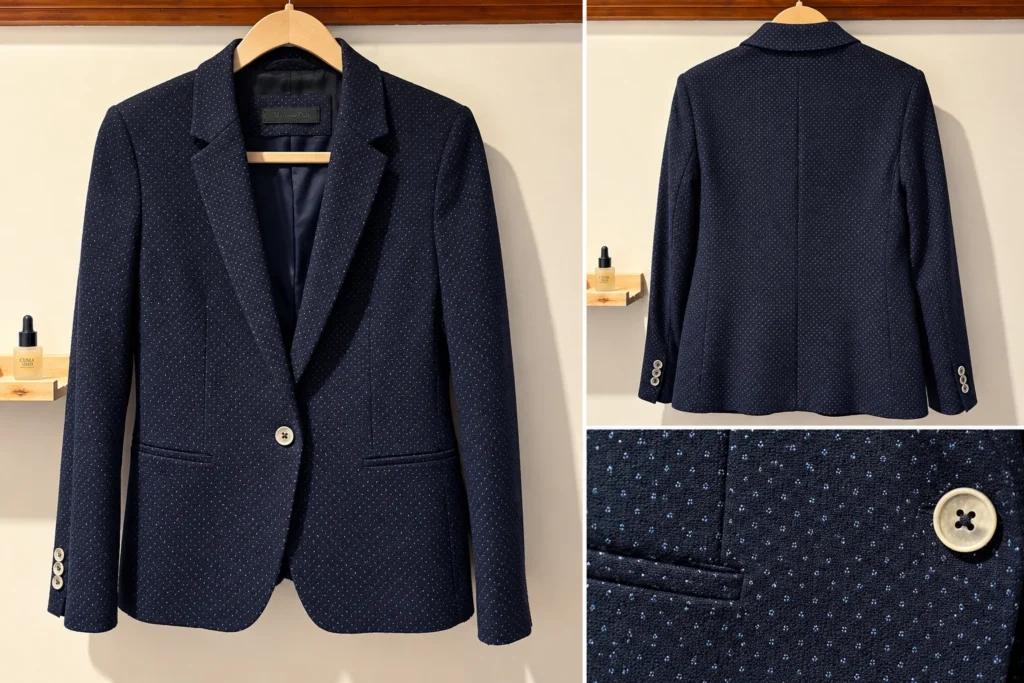 Image for Massimo Dutti jacket – navy blue with a micro-pattern
