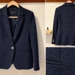 Thumbnail for Massimo Dutti jacket – navy blue with a micro-pattern
