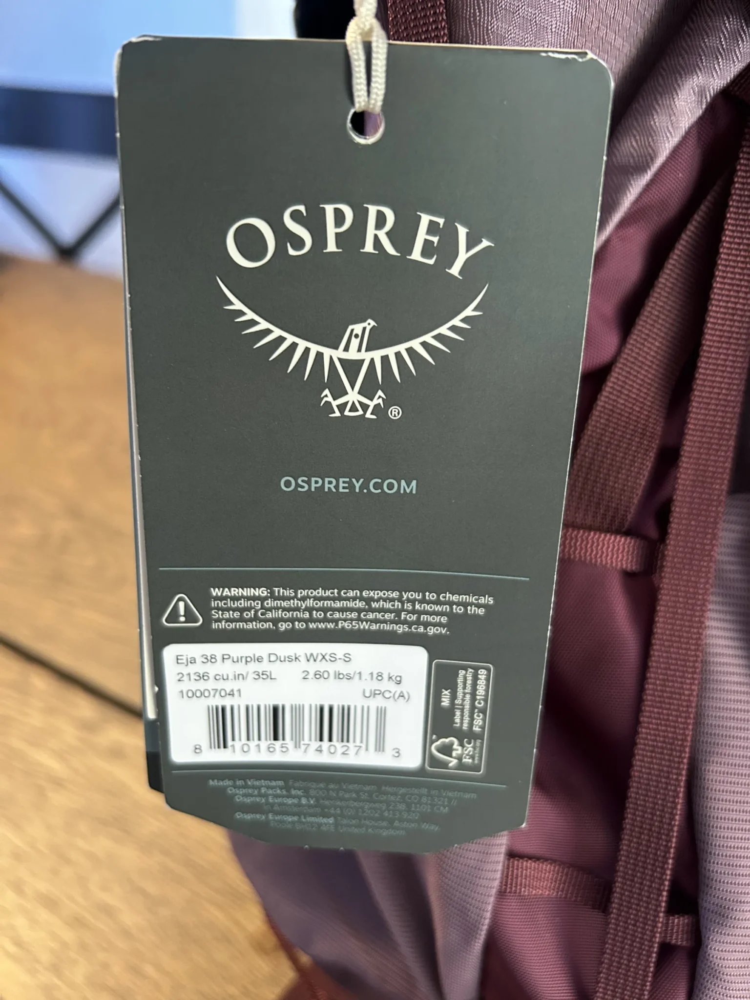 Image for Sac de randonnée Osprey modèle Eja 38l