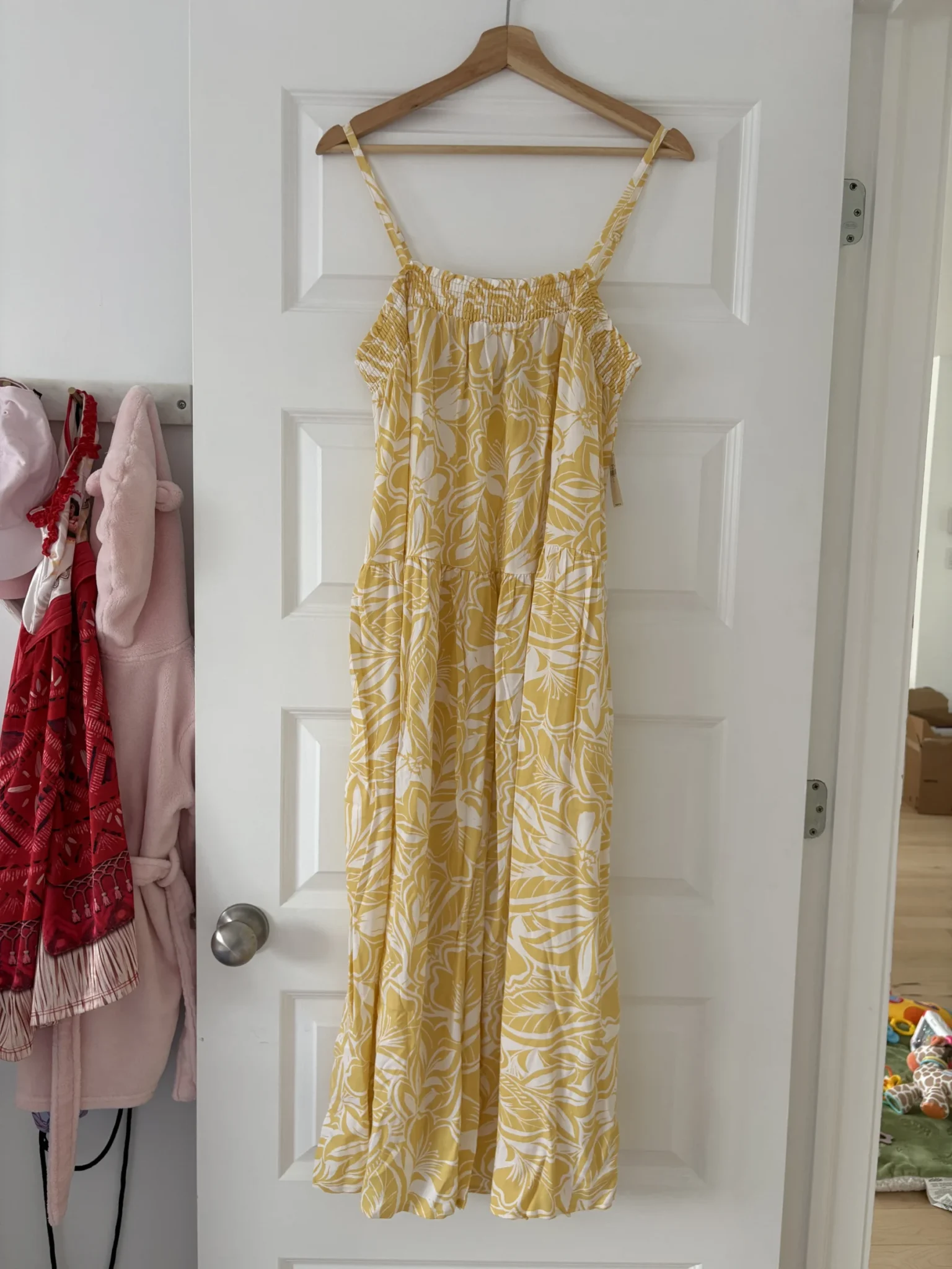 Featured image for Brand-new Old Navy yellow maxi dress with a floral print