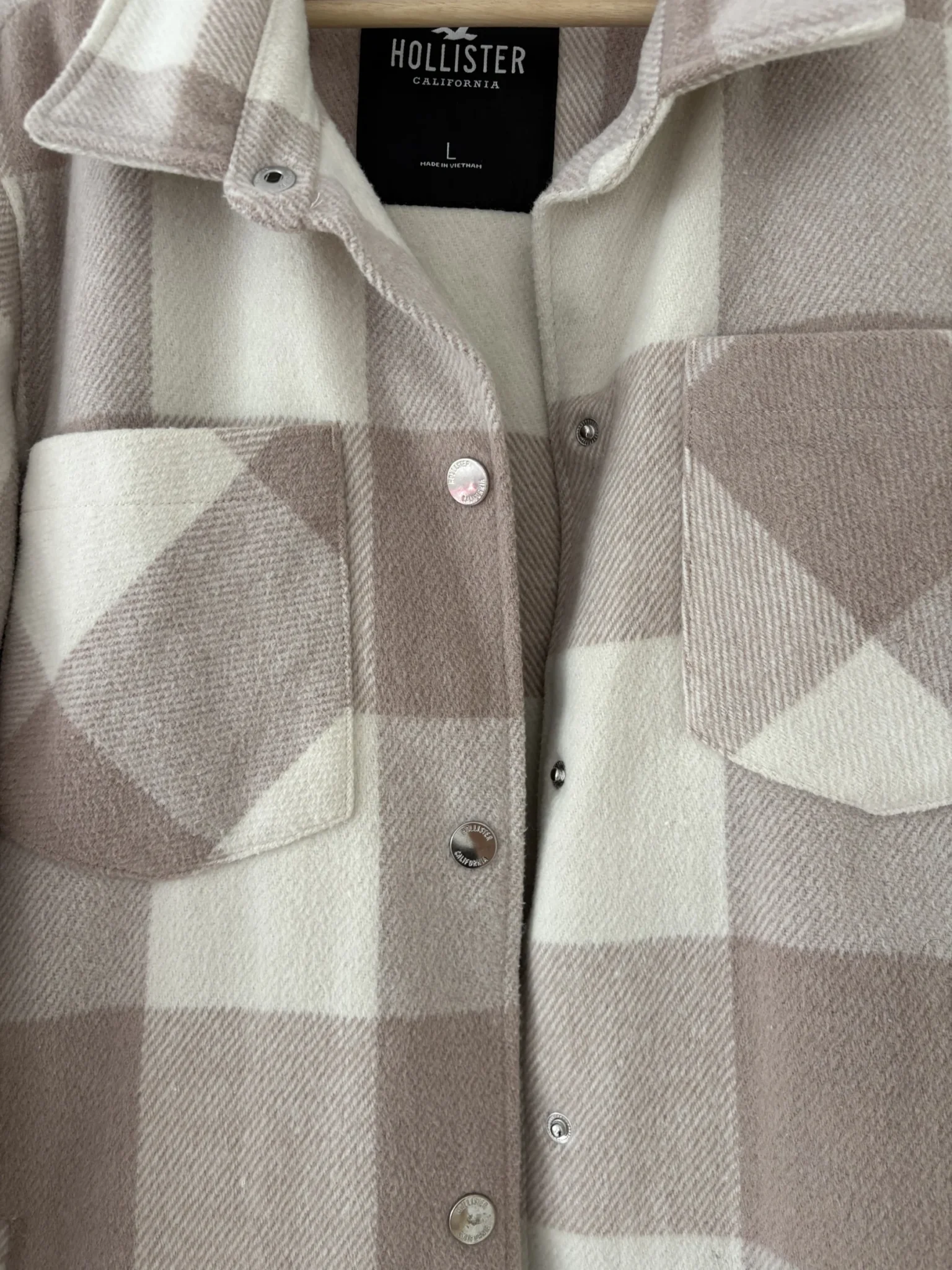 Image for Hollister cream and dusky pink shirt-style coat