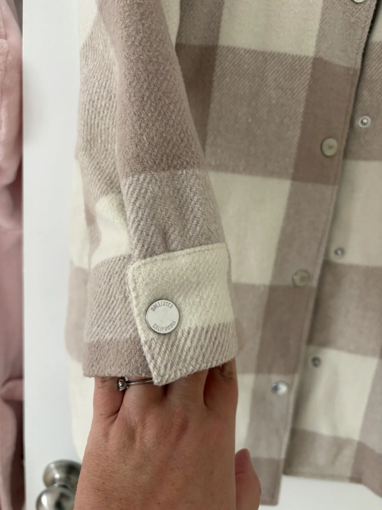 Image for Hollister cream and dusky pink shirt-style coat