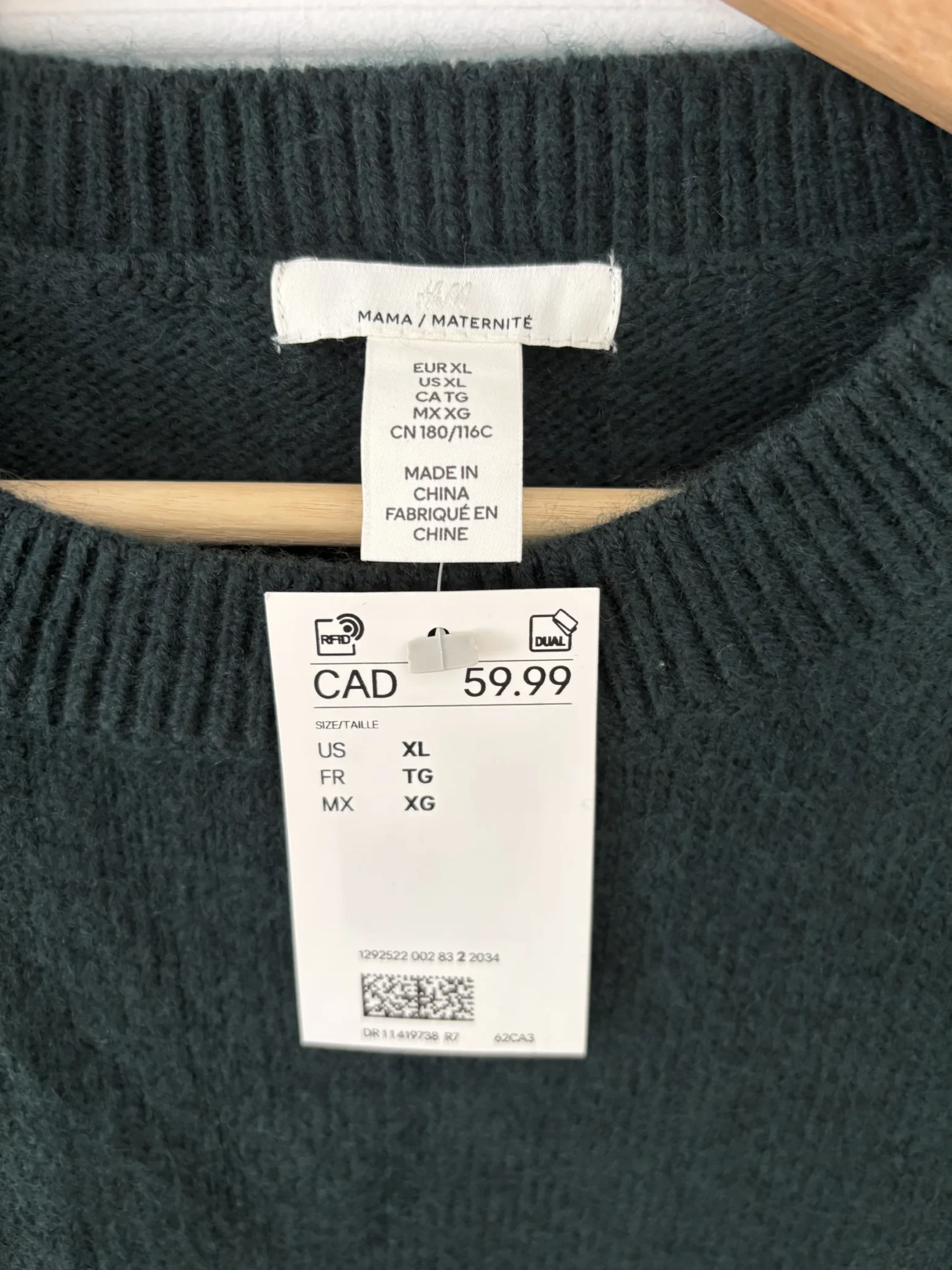 Image for Brand-new H&M forest green maternity knitted dress