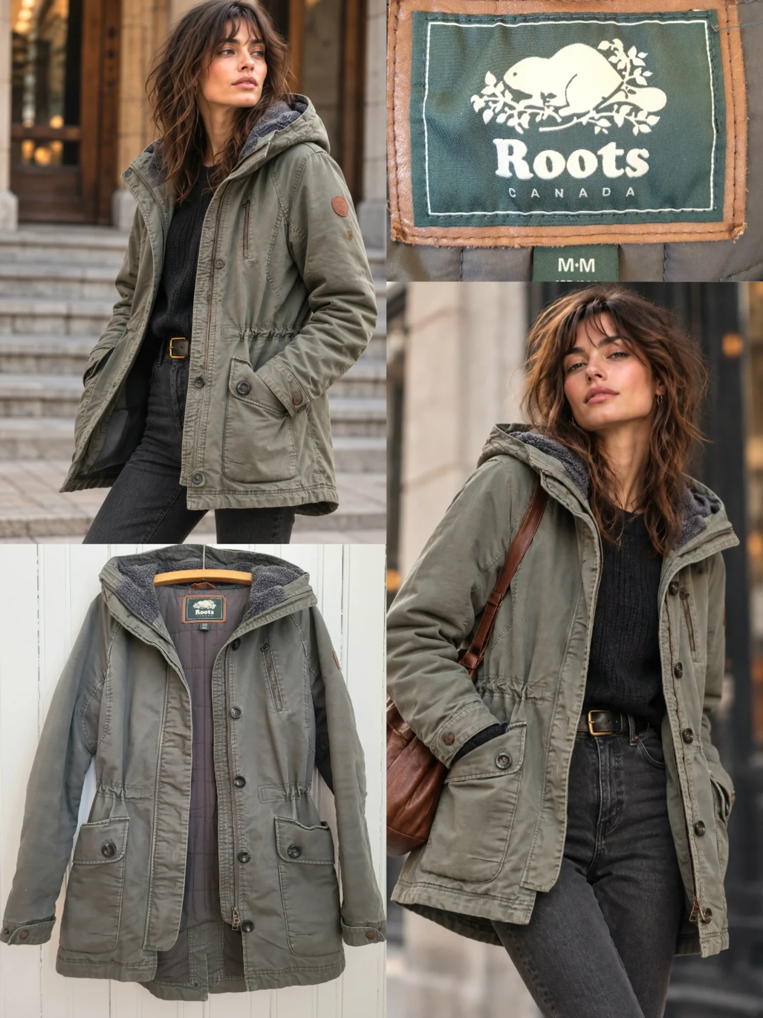 Image for Roots Olive Green Hooded Winter Coat Utility Parka