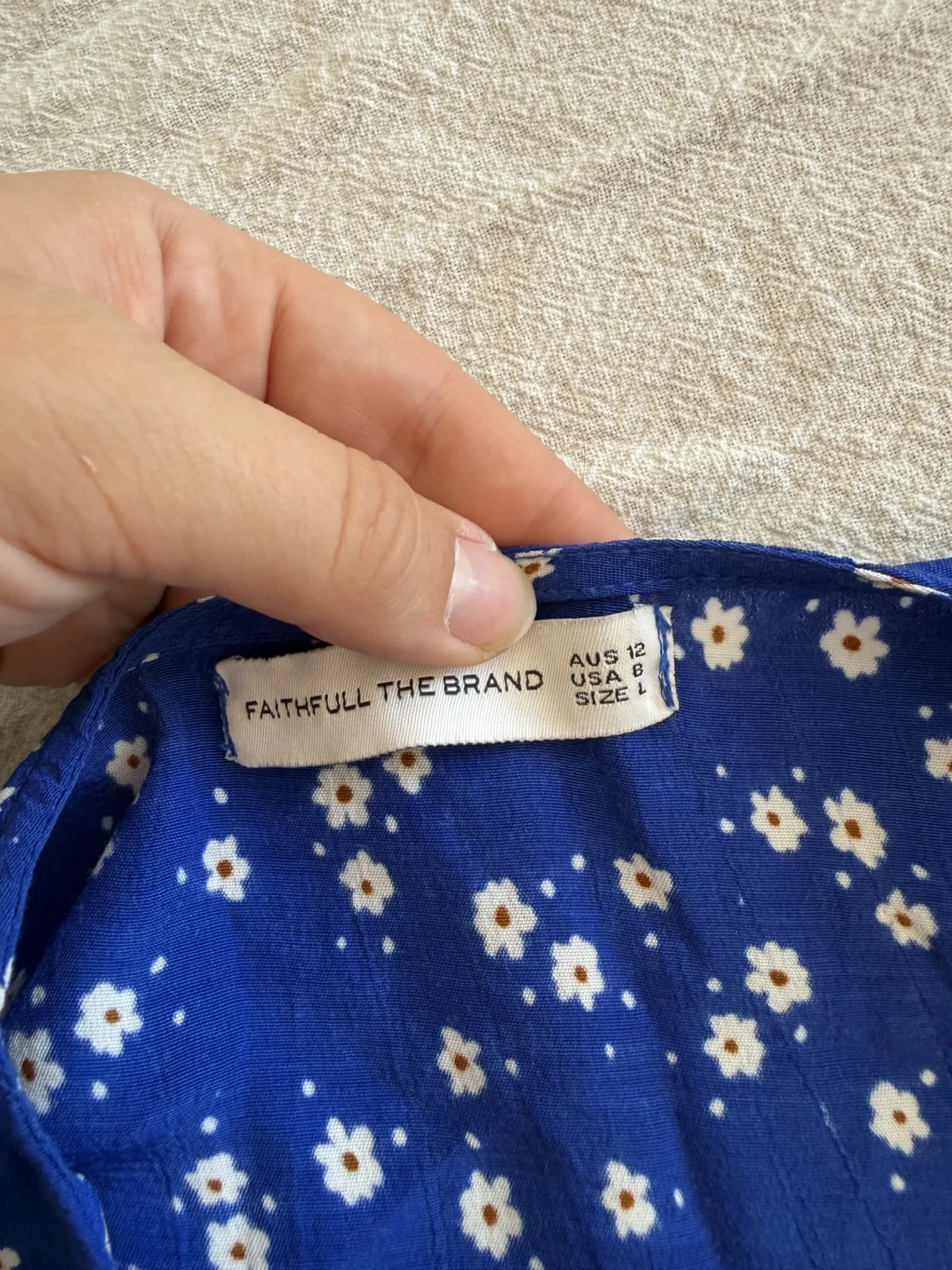Image for Faithfull the Brand blue and white floral dress, size L
