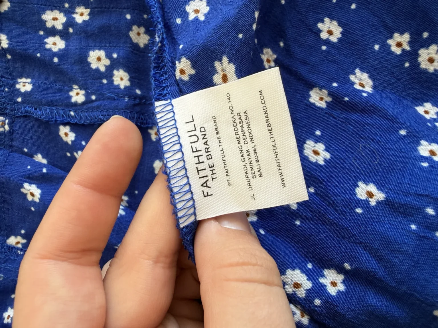 Image for Faithfull the Brand blue and white floral dress, size L