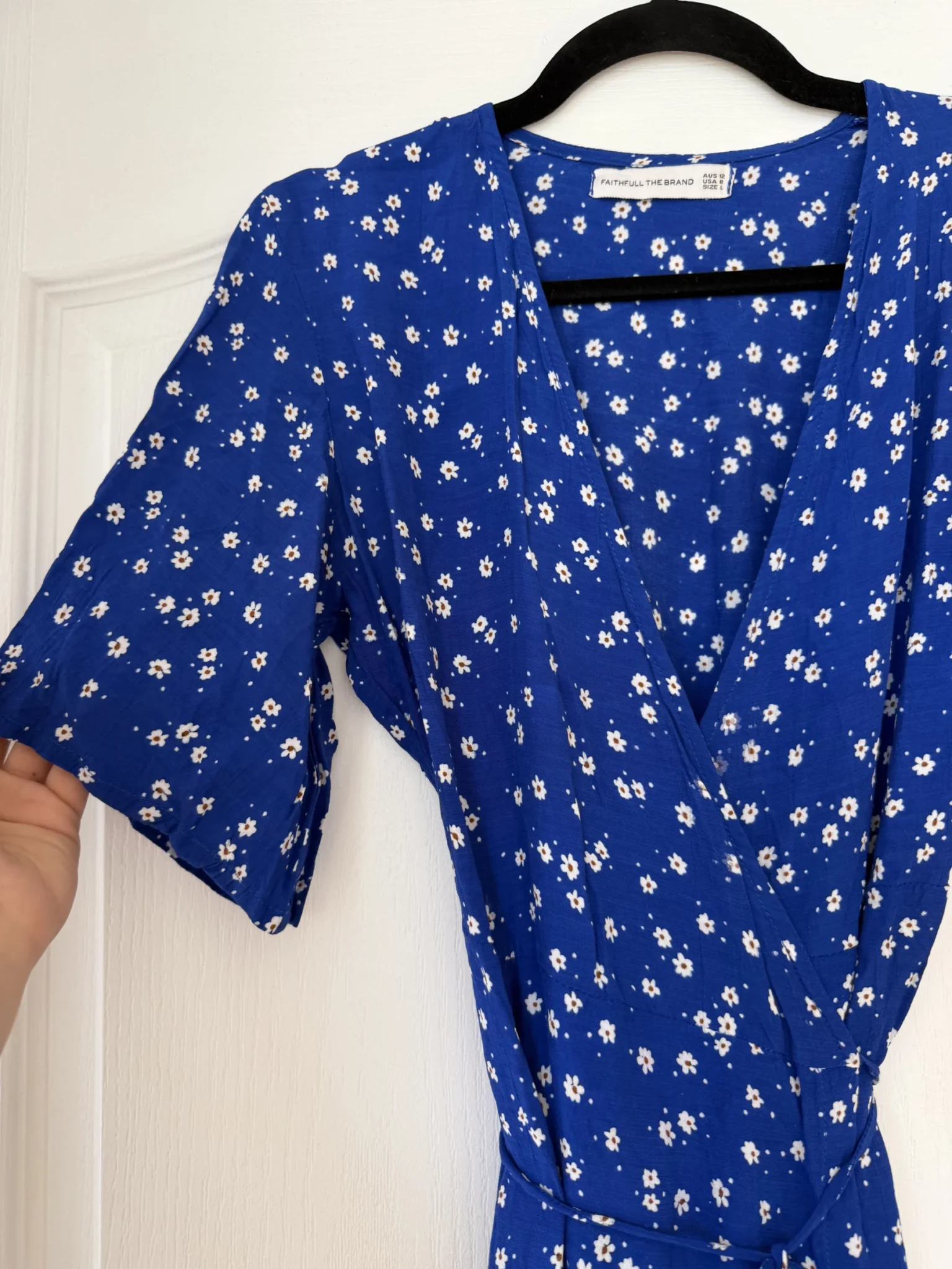 Image for Faithfull the Brand blue and white floral dress, size L