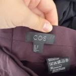 Thumbnail for COS tailored trousers in burgundy and brown, size 10