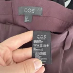 Thumbnail for COS tailored trousers in burgundy and brown, size 10