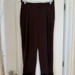 Thumbnail for COS tailored trousers in burgundy and brown, size 10
